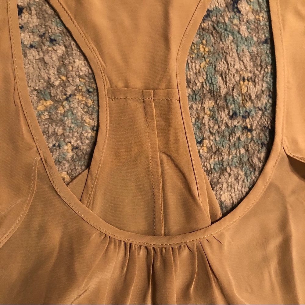 Alice & Trixie Nude Tan Ruffle Racerback Silk Top - Picture 5 of 11